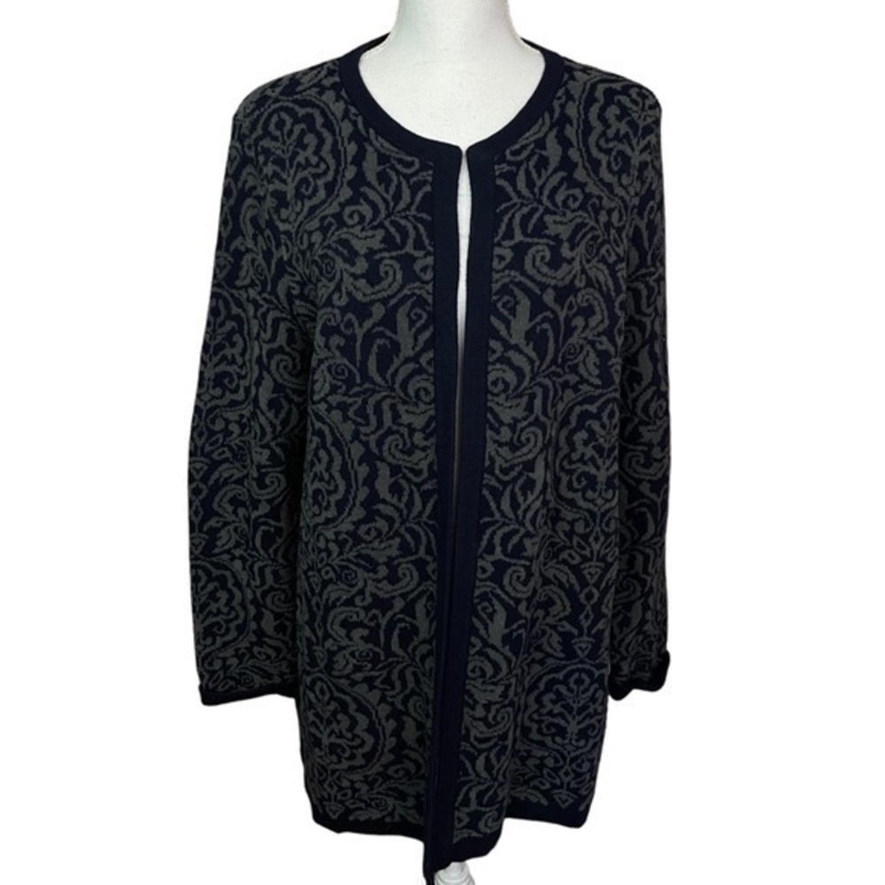 Talbots Cotton Cashmere Damask Open Cardigan Women’s XL Petite